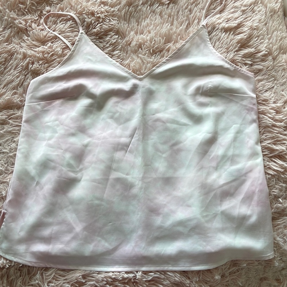 Pink and white tie dye tank top